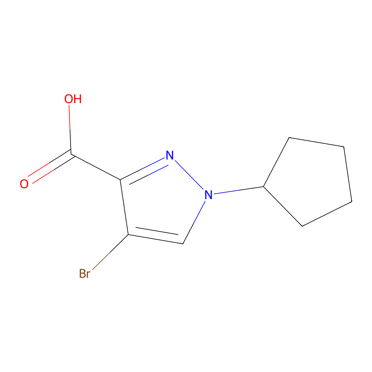 4-bromo-1-cyclopentyl-1H-pyrazole-3-carboxylic acid molecular structure, CAS 1006451-45-1