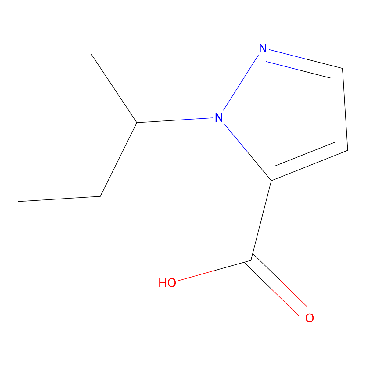 1-(butan-2-yl)-1H-pyrazole-5-carboxylic acid molecular structure, CAS 1006451-49-5