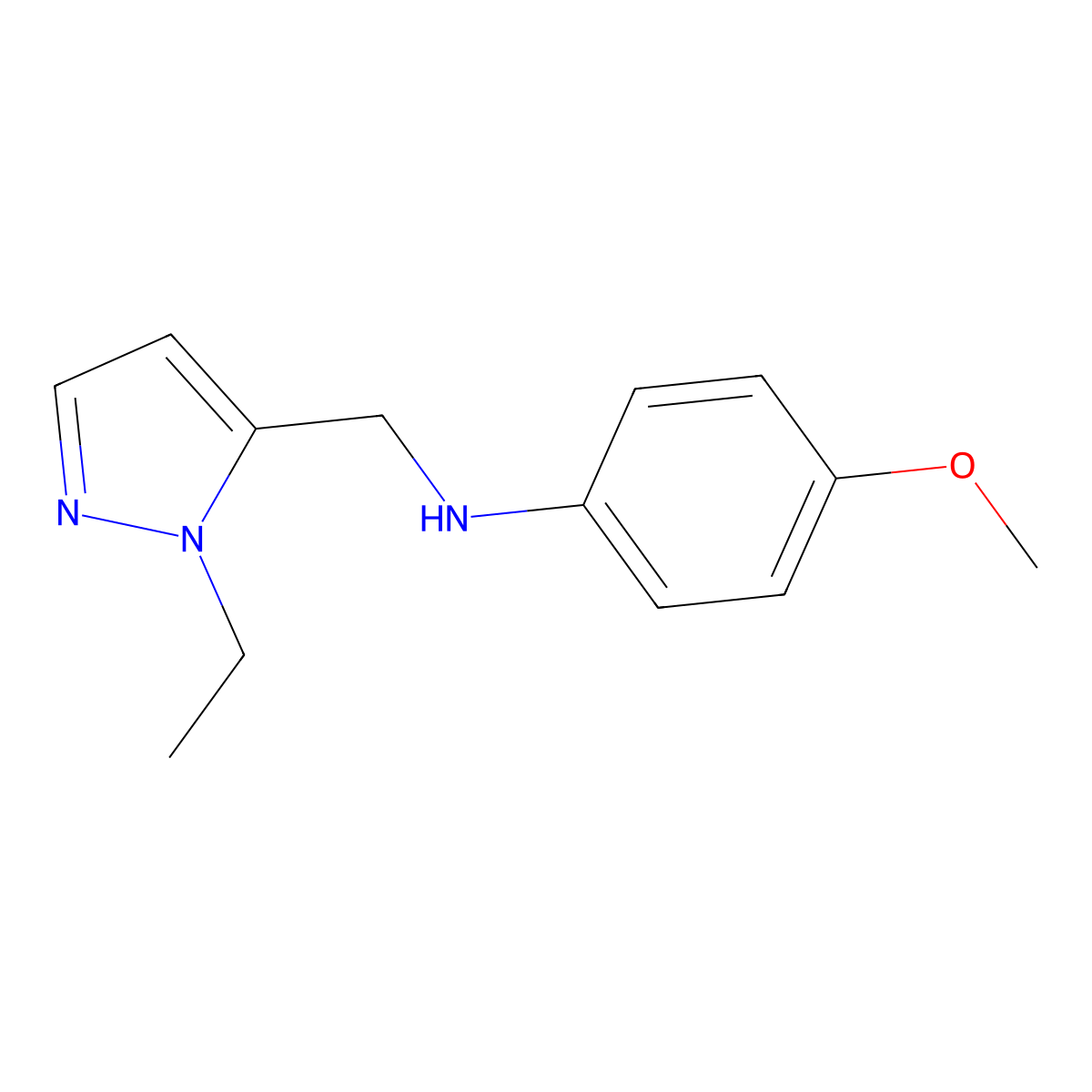 N-((1-ethyl-1H-pyrazol-5-yl)methyl)-4-methoxyaniline molecular structure, CAS 1006451-51-9