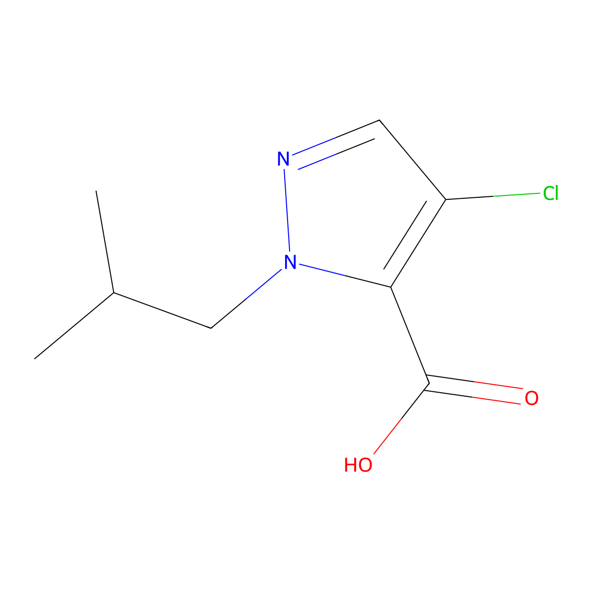 4-Chloro-1-isobutyl-1H-pyrazole-5-carboxylic acid molecular structure, CAS 1006451-60-0