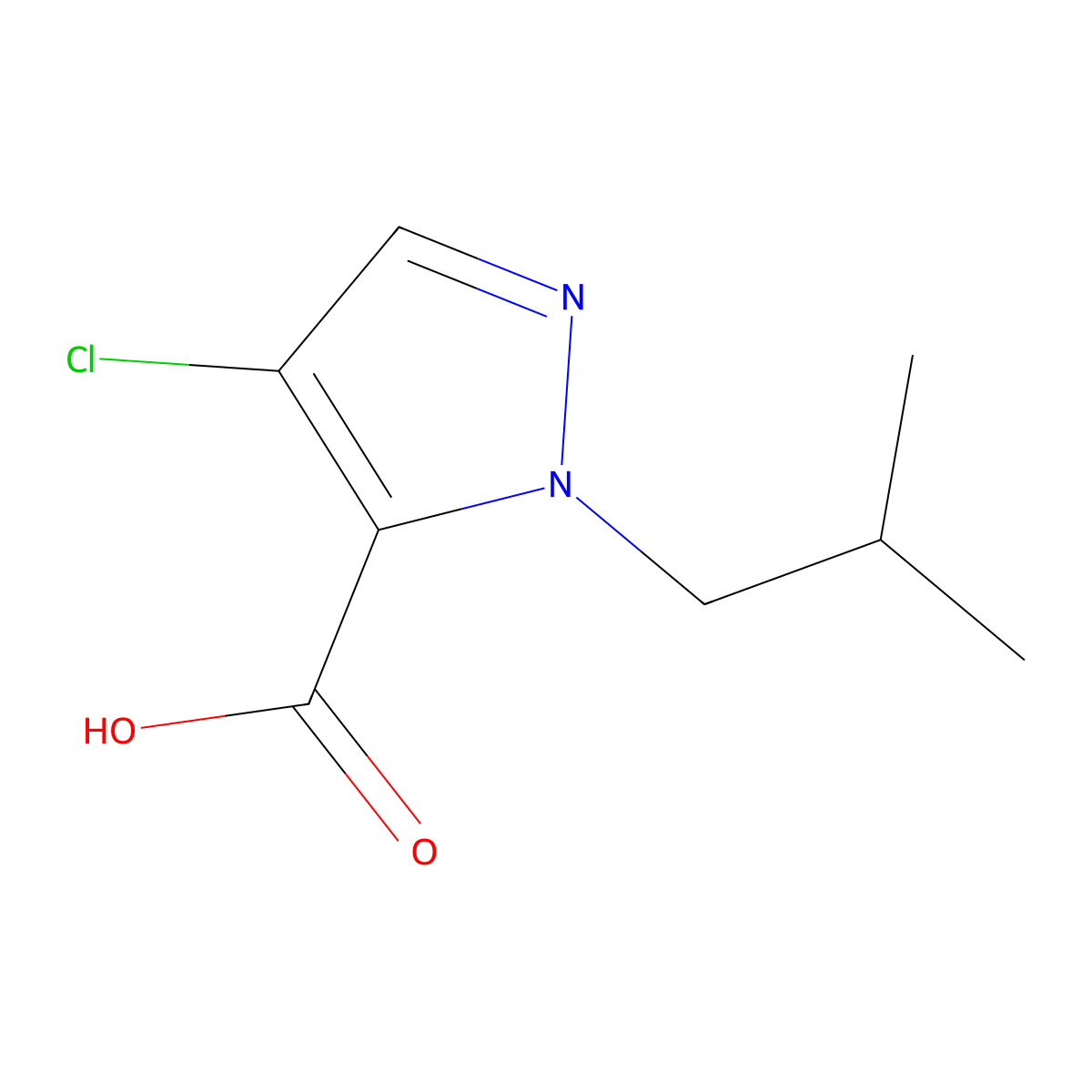 4-Chloro-1-isobutyl-1H-pyrazole-5-carboxylic acid molecular structure, CAS 1006451-60-0