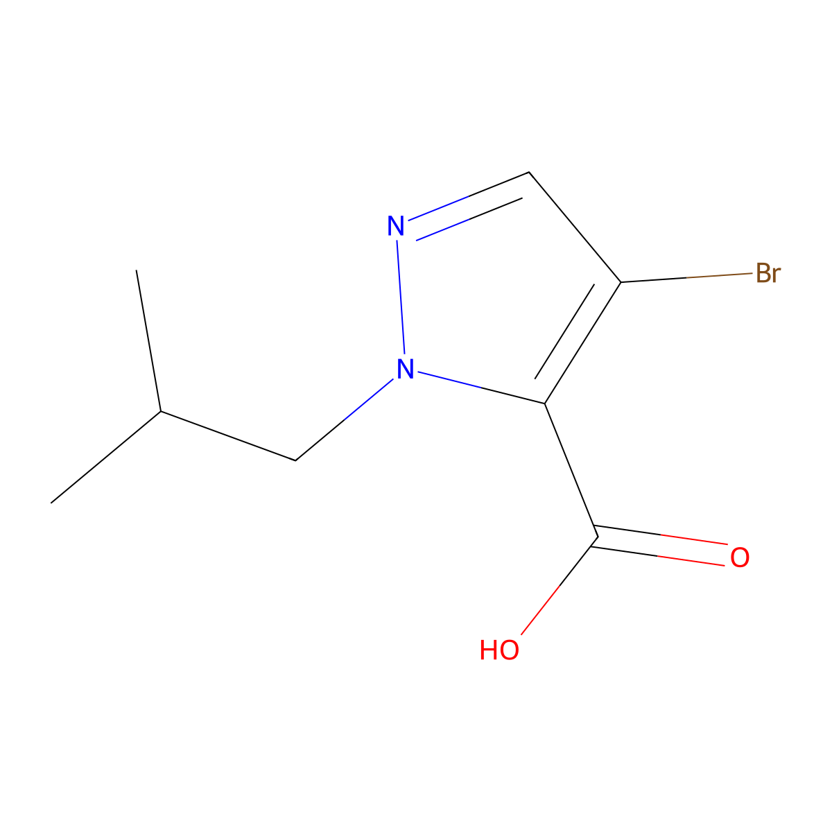 4-Bromo-1-isobutyl-1H-pyrazole-5-carboxylic acid molecular structure, CAS 1006451-67-7