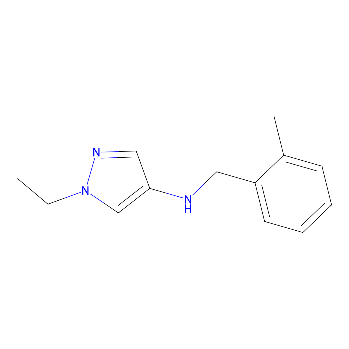 1-Ethyl-N-[(2-methylphenyl)methyl]-1H-pyrazol-4-amine molecular structure, CAS 1006451-76-8