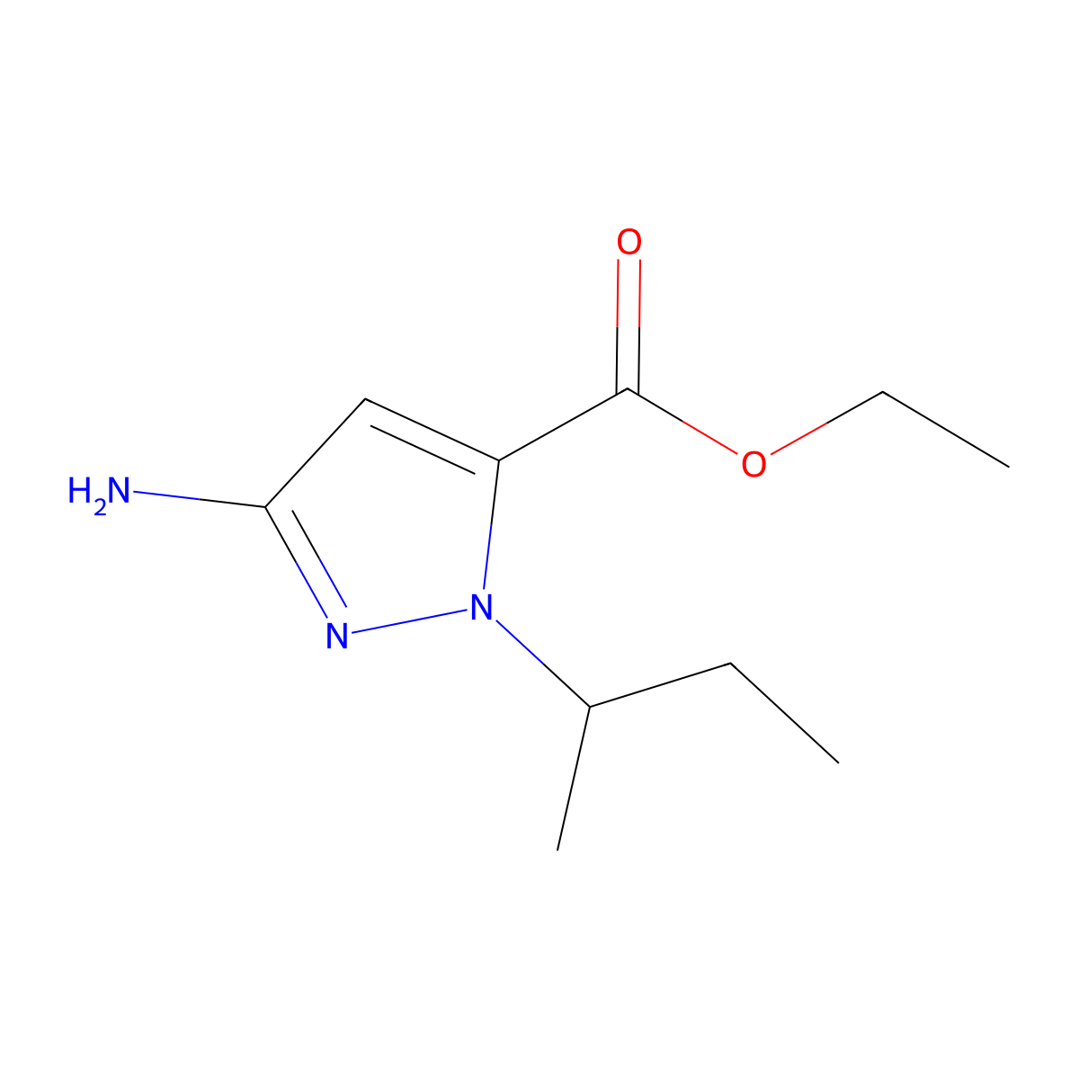 ethyl 3-amino-1-(butan-2-yl)-1H-pyrazole-5-carboxylate molecular structure, CAS 1006452-05-6