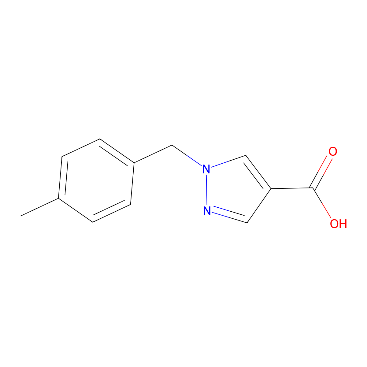 1-((4-methylphenyl)methyl)-1H-pyrazole-4-carboxylic acid molecular structure, CAS 1006452-67-0