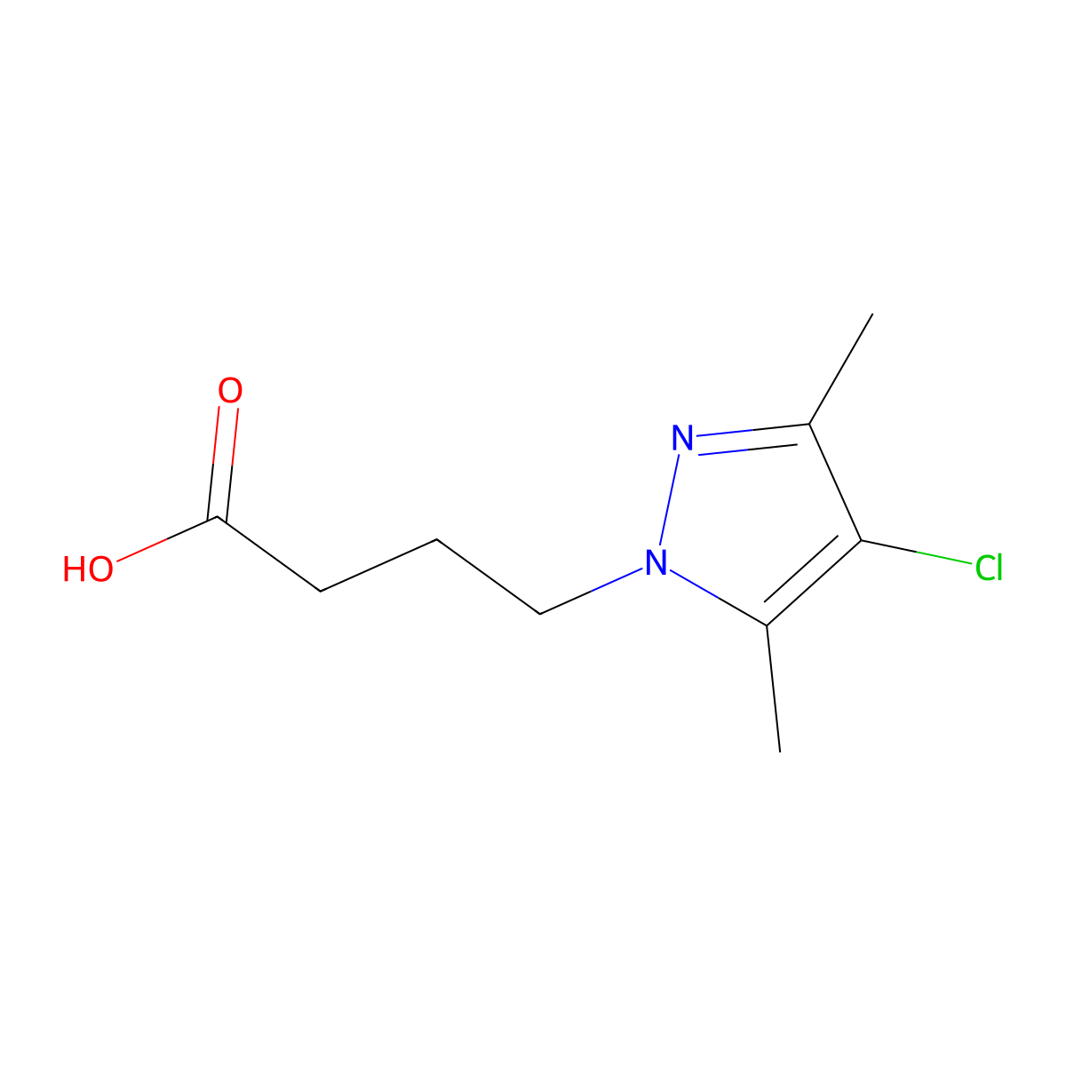 4-(4-chloro-3,5-dimethyl-1H-pyrazol-1-yl)butanoic acid molecular structure, CAS 1006453-09-3