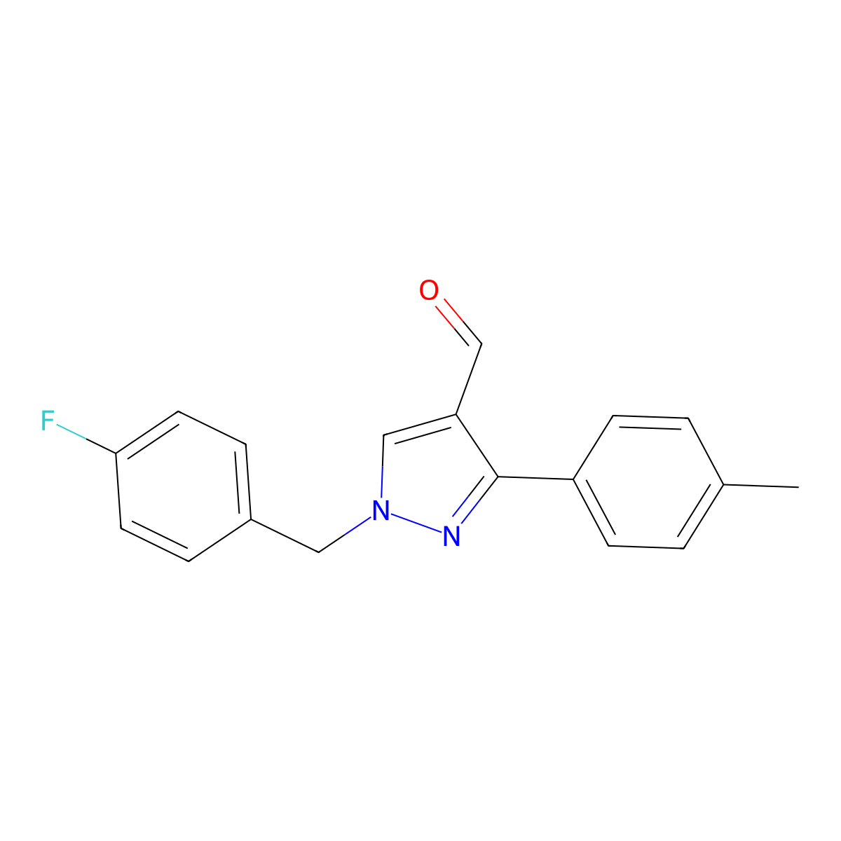 1-(4-Fluorobenzyl)-3-(p-tolyl)-1H-pyrazole-4-carbaldehyde molecular structure, CAS 1006453-53-7