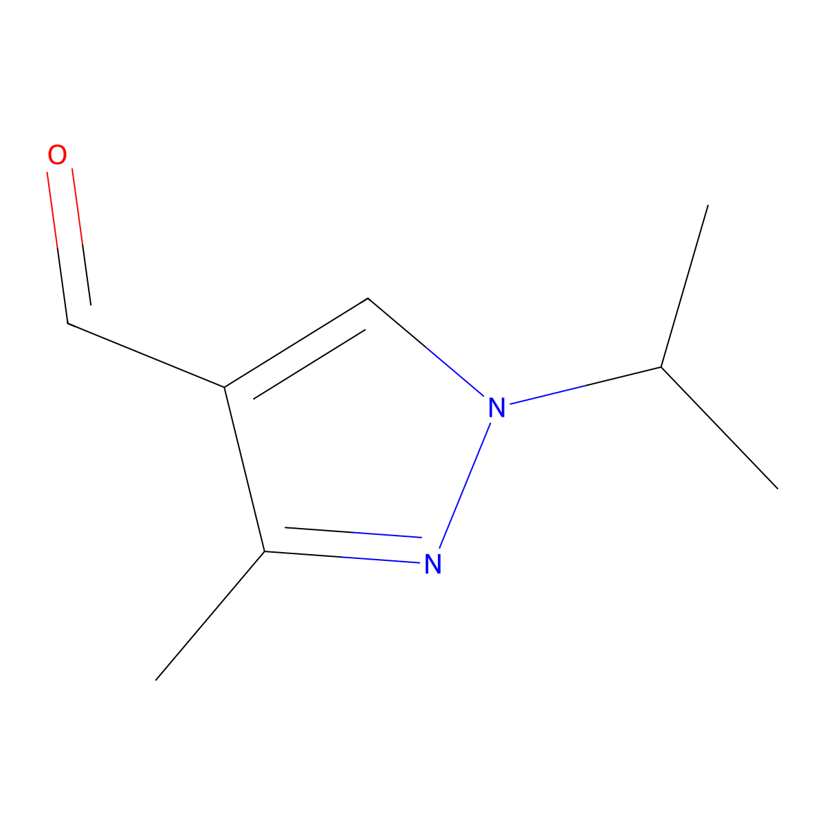 1-Isopropyl-3-methyl-1H-pyrazole-4-carbaldehyde molecular structure, CAS 1006453-59-3