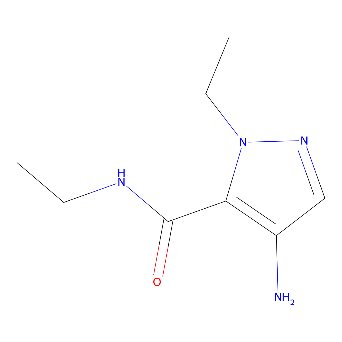 4-amino-N,1-diethyl-1H-pyrazole-5-carboxamide molecular structure, CAS 1006453-64-0