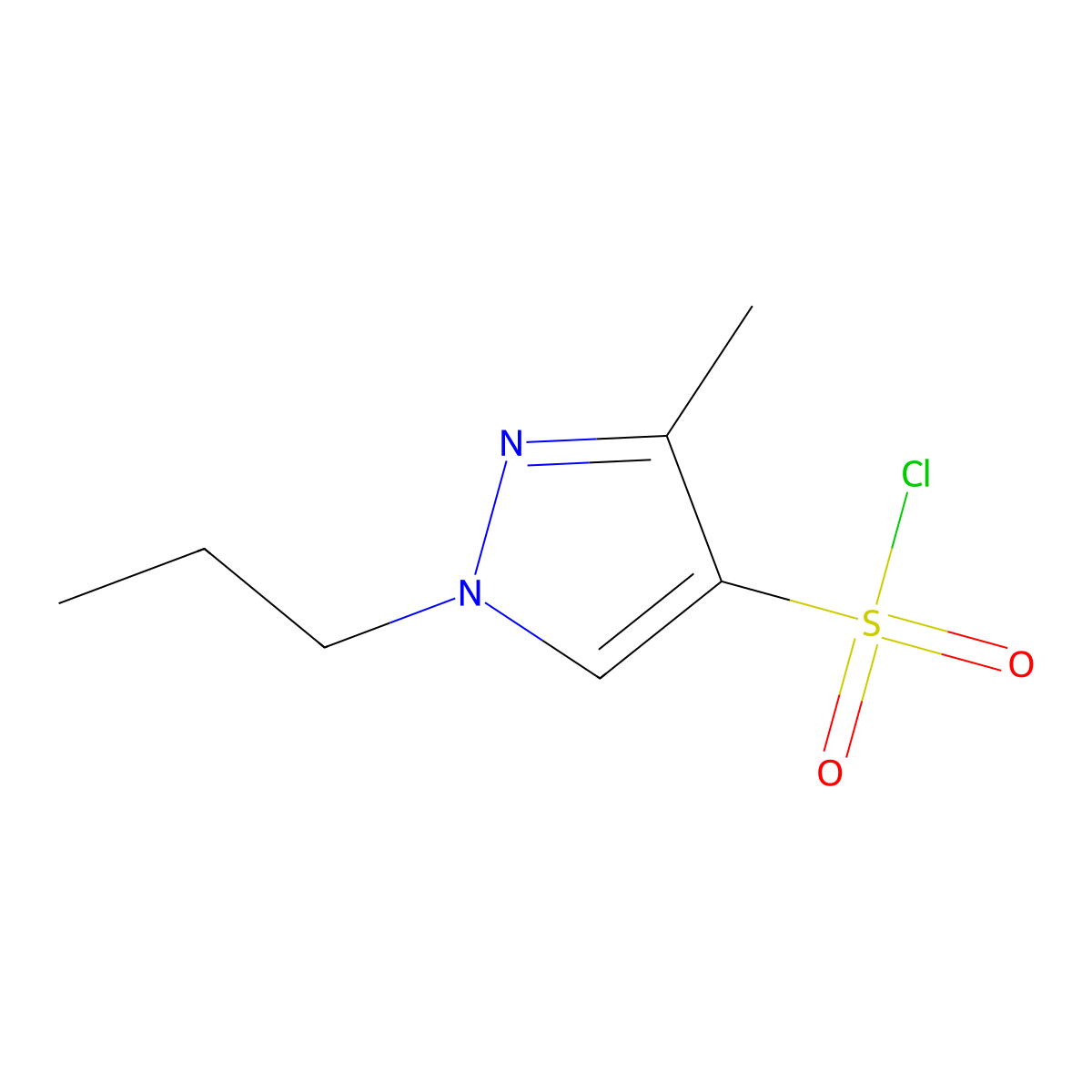 3-methyl-1-propyl-1H-pyrazole-4-sulfonyl chloride molecular structure, CAS 1006453-67-3