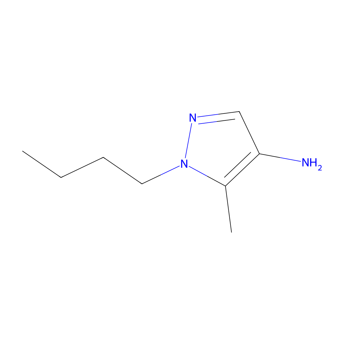 1-butyl-5-methyl-1H-pyrazol-4-amine molecular structure, CAS 1006453-79-7