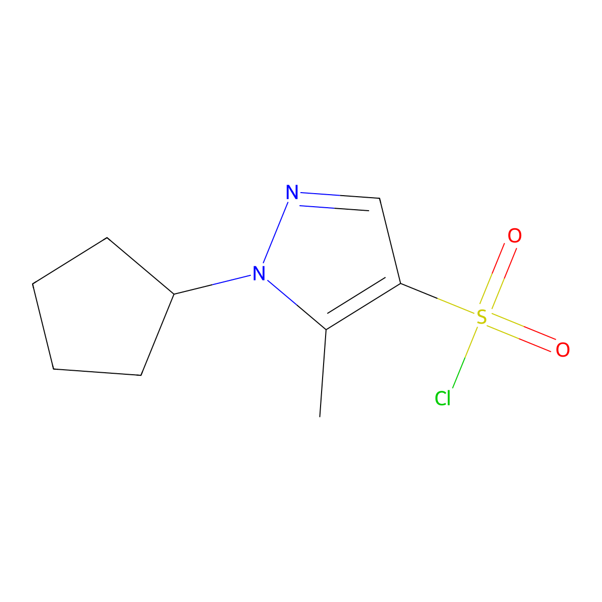 1-cyclopentyl-5-methyl-1H-pyrazole-4-sulfonyl chloride molecular structure, CAS 1006454-14-3