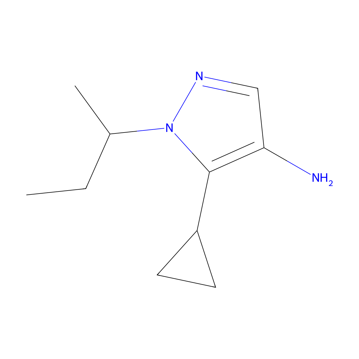 5-Cyclopropyl-1-(1-methylpropyl)-1H-pyrazol-4-amine molecular structure, CAS 1006454-53-0