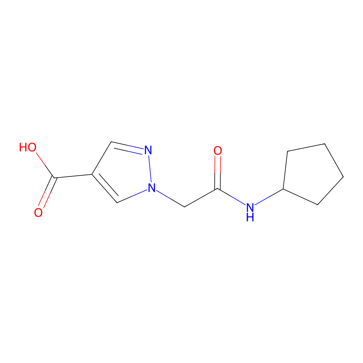 1-[(cyclopentylcarbamoyl)methyl]-1H-pyrazole-4-carboxylic acid molecular structure, CAS 1006454-97-2