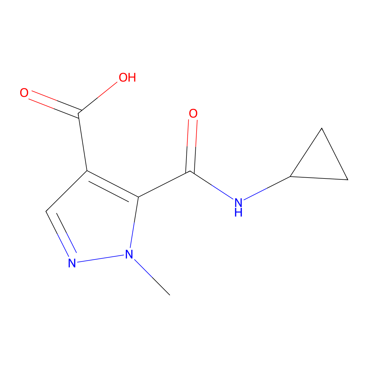 5-[(Cyclopropylamino)carbonyl]-1-methyl-1H-pyrazole-4-carboxylic acid molecular structure, CAS 1006455-10-2