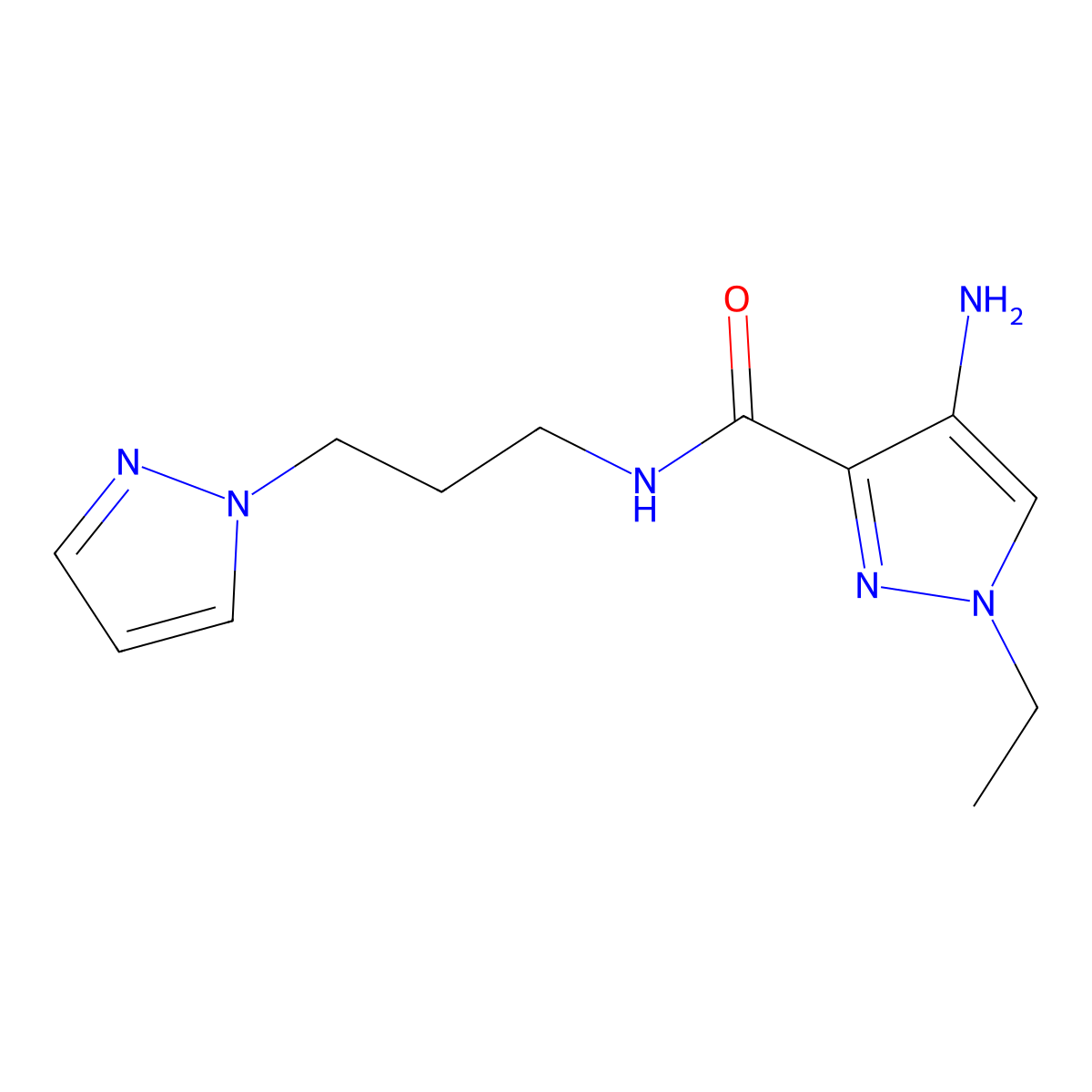 4-amino-1-ethyl-N-[3-(1H-pyrazol-1-yl)propyl]-1H-pyrazole-3-carboxamide molecular structure, CAS 1006455-20-4