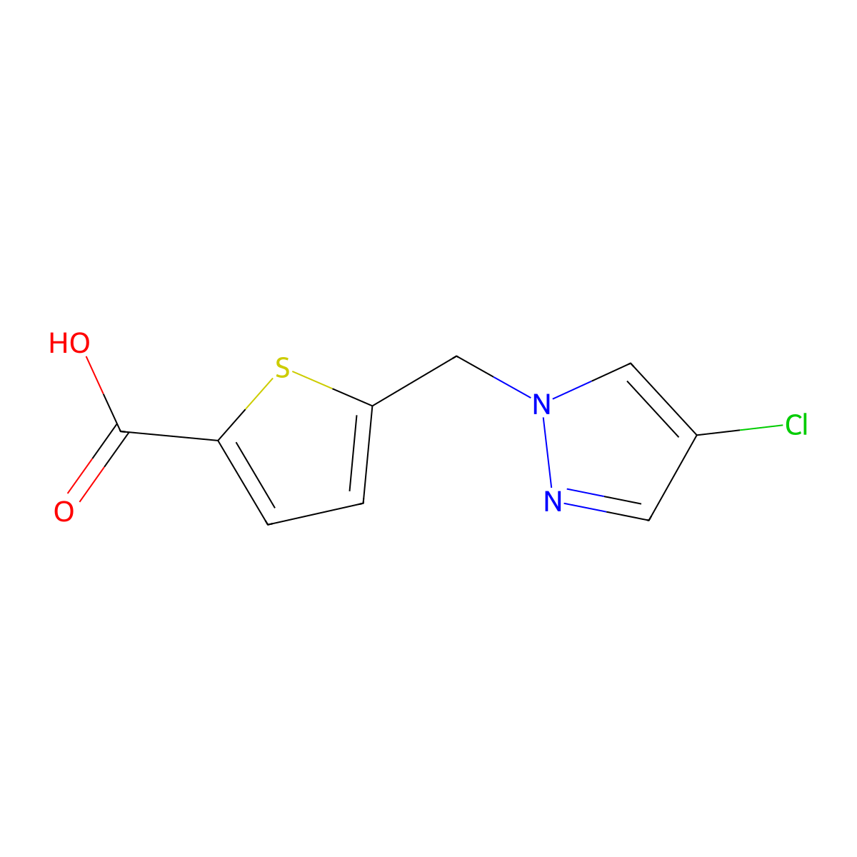 5-[(4-chloro-1H-pyrazol-1-yl)methyl]thiophene-2-carboxylic acid molecular structure, CAS 1006455-24-8