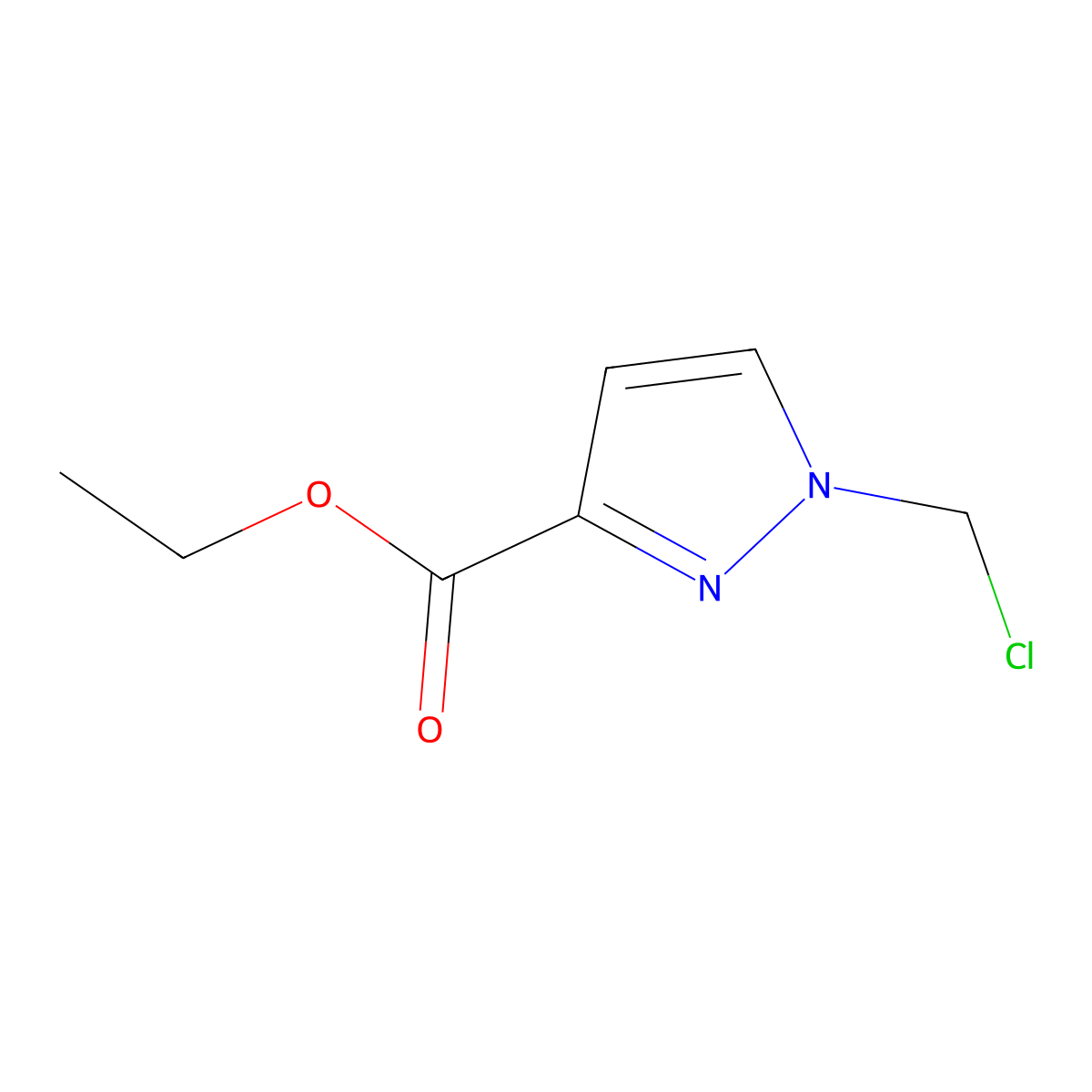 ethyl 1-(chloromethyl)-1H-pyrazole-3-carboxylate molecular structure, CAS 1006455-27-1