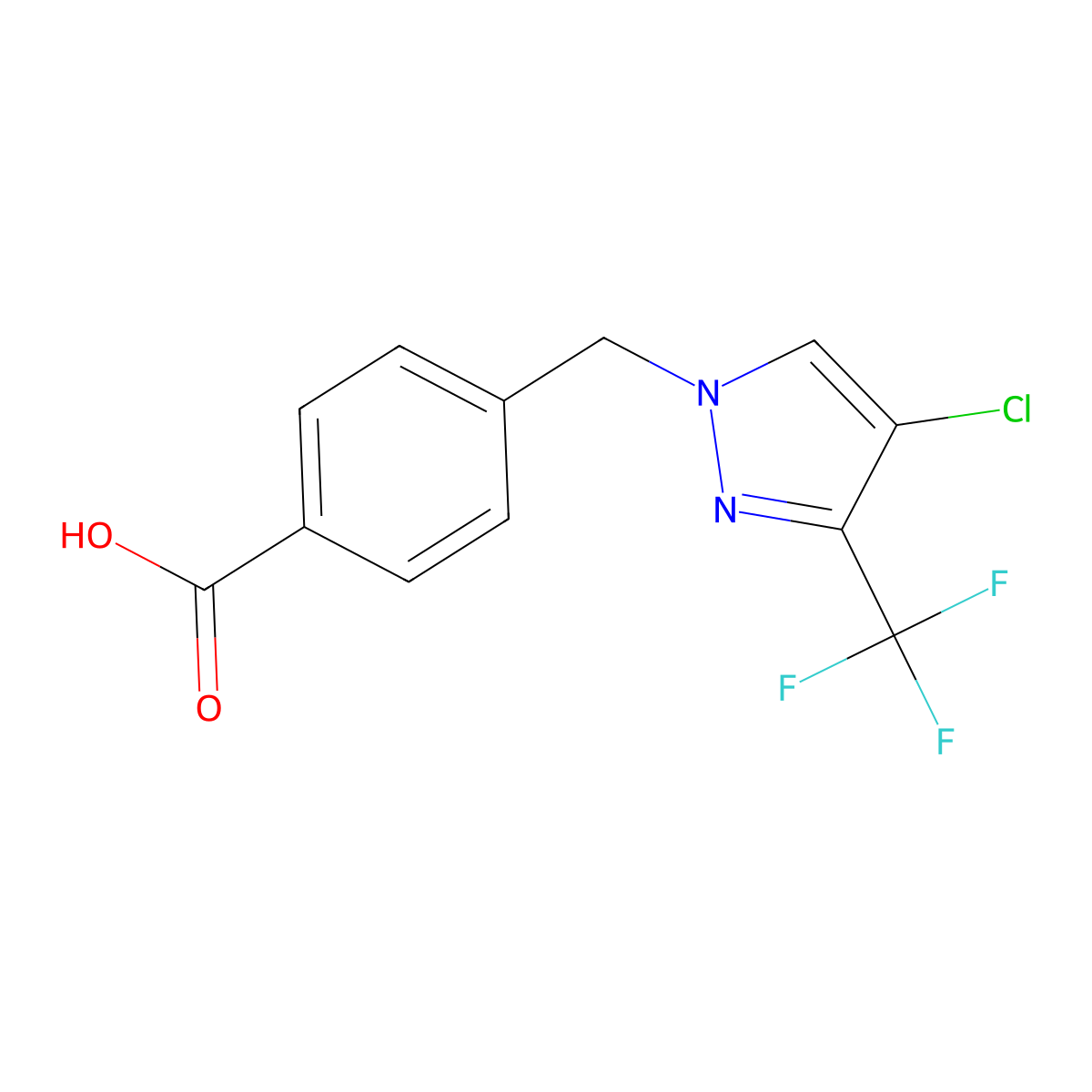 4-{[4-chloro-3-(trifluoromethyl)-1H-pyrazol-1-yl]methyl}benzoic acid molecular structure, CAS 1006455-35-1