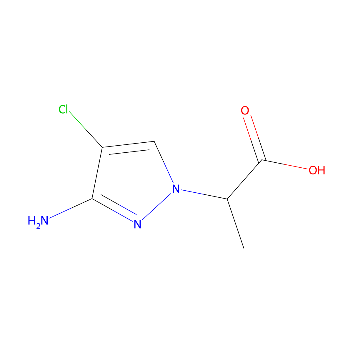 2-(3-Amino-4-chloro-1H-pyrazol-1-YL)propanoic acid molecular structure, CAS 1006455-66-8