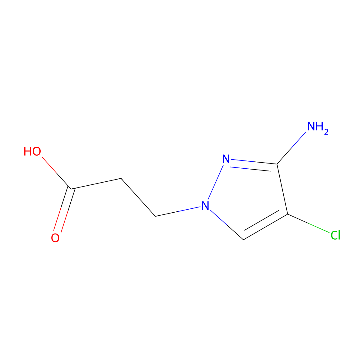 3-(3-Amino-4-chloro-1H-pyrazol-1-YL)propanoic acid molecular structure, CAS 1006455-70-4