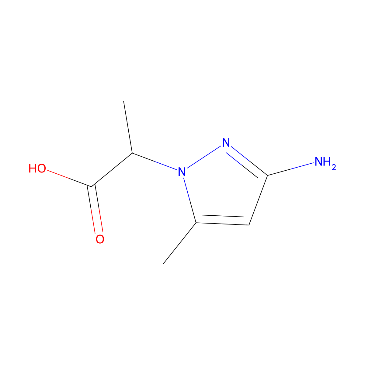 2-(3-amino-5-methyl-1H-pyrazol-1-yl)propanoic acid molecular structure, CAS 1006455-74-8