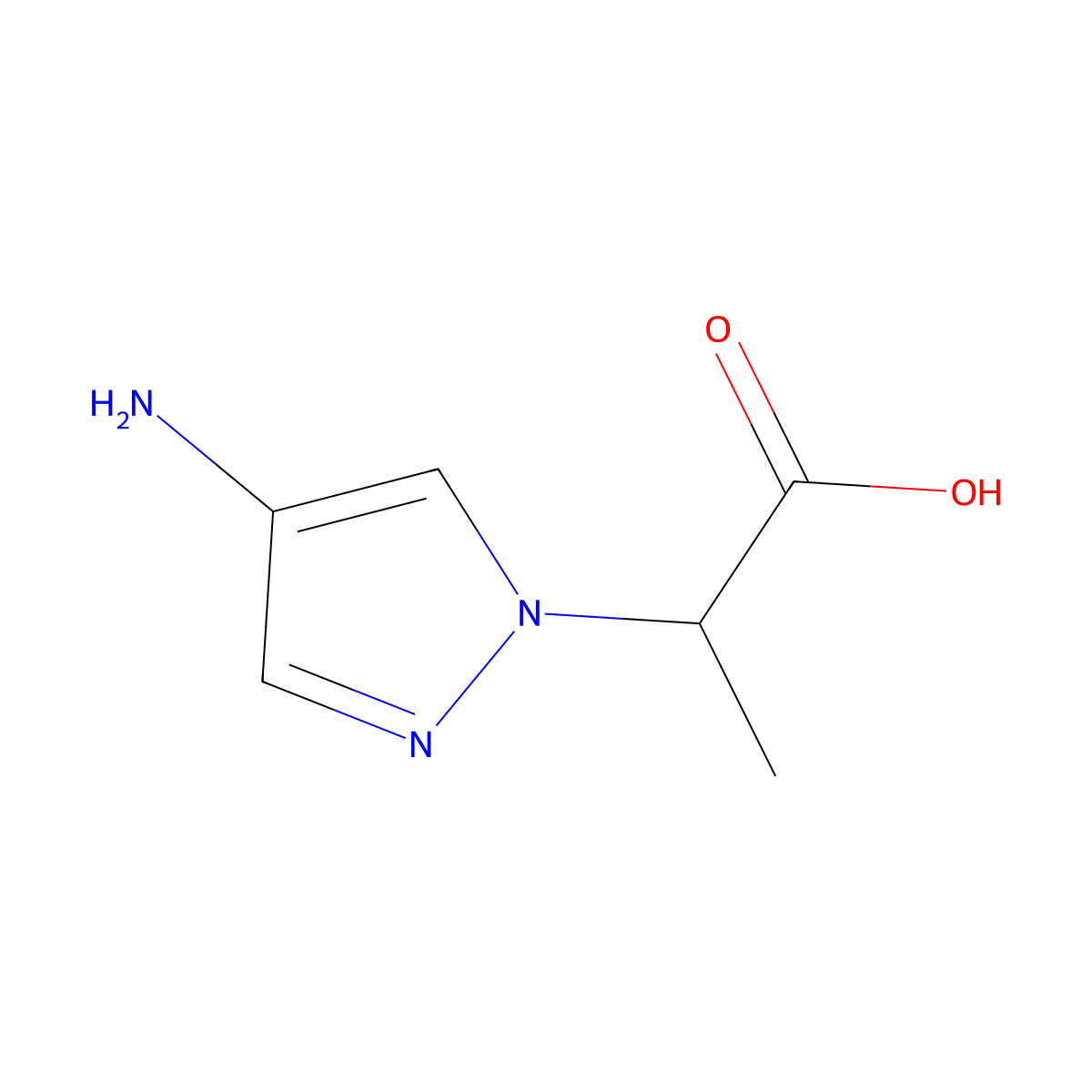 2-(4-Amino-1H-pyrazol-1-YL)propanoic acid molecular structure, CAS 1006455-81-7