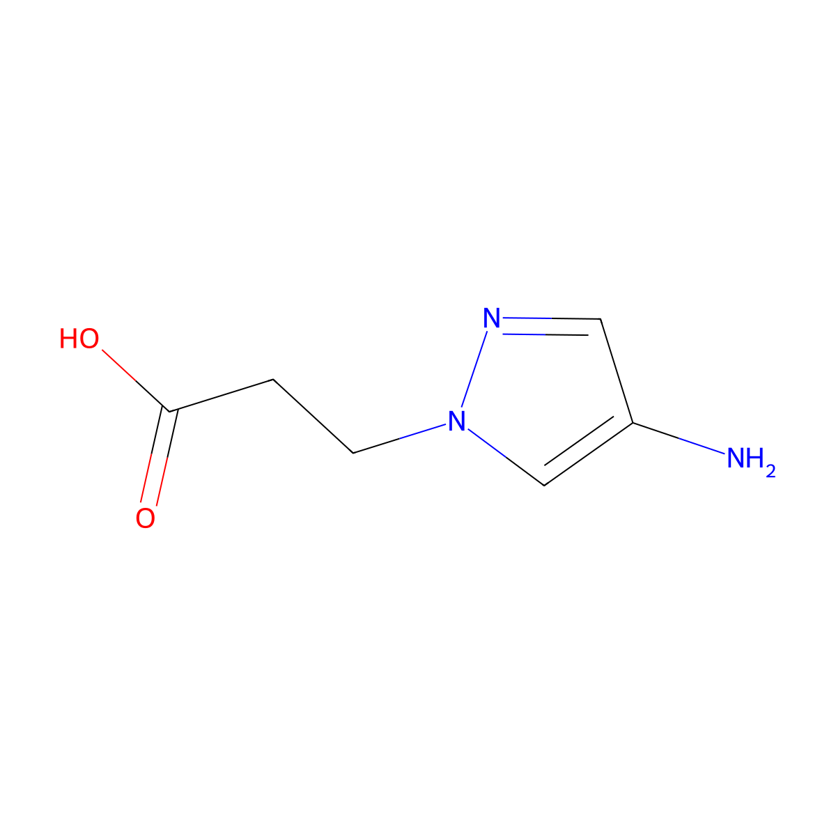 3-(4-amino-1H-pyrazol-1-yl)propanoic acid molecular structure, CAS 1006455-84-0