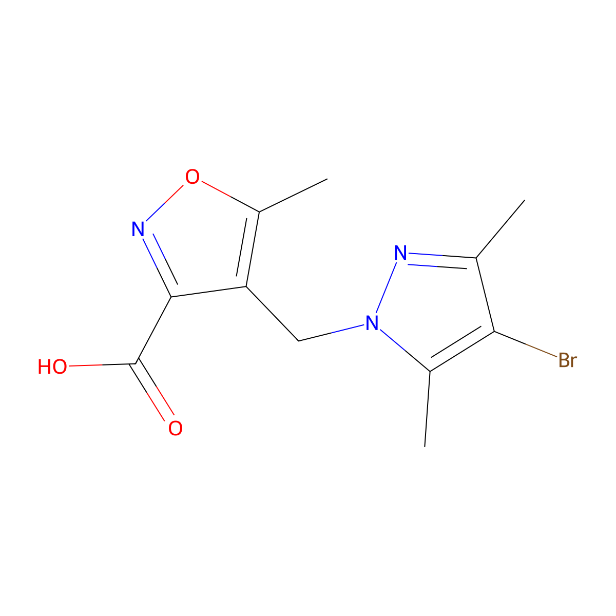4-[(4-bromo-3,5-dimethyl-1H-pyrazol-1-yl)methyl]-5-methylisoxazole-3-carboxylic acid molecular structure, CAS 1006456-22-9