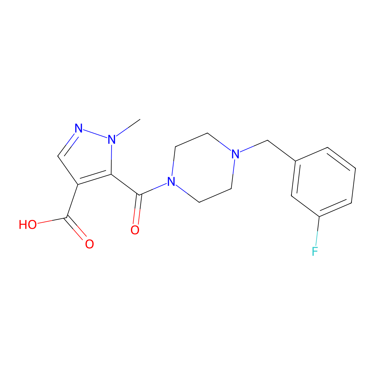 5-{[4-(3-fluorobenzyl)piperazin-1-yl]carbonyl}-1-methyl-1H-pyrazole-4-carboxylic acid molecular structure, CAS 1006456-83-2