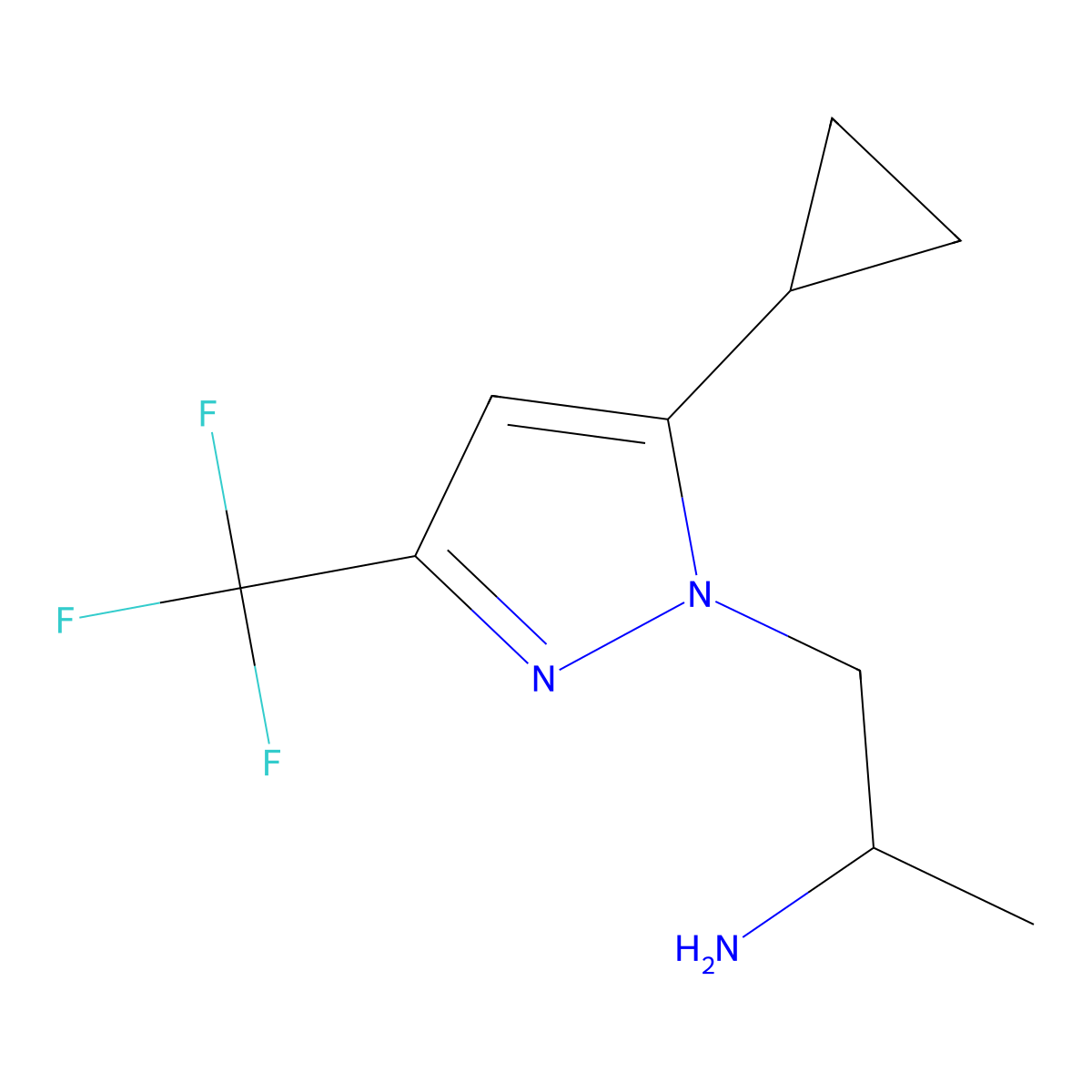 {2-[5-cyclopropyl-3-(trifluoromethyl)-1H-pyrazol-1-yl]-1-methylethyl}amine molecular structure, CAS 1006456-87-6