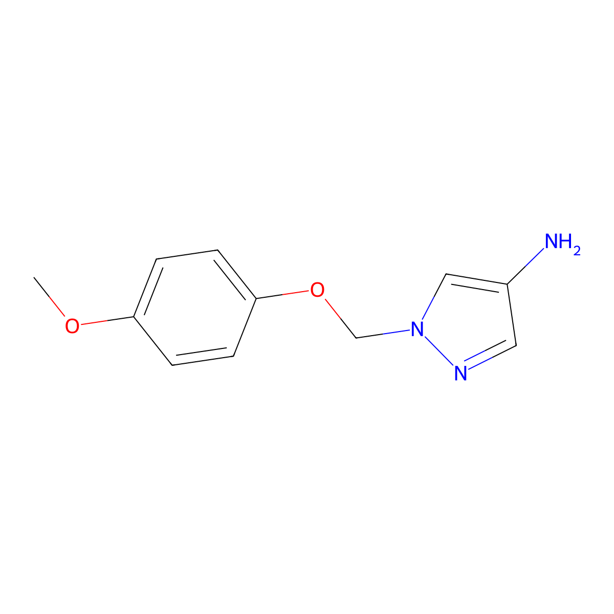 1-[(4-methoxyphenoxy)methyl]-1H-pyrazol-4-amine molecular structure, CAS 1006456-94-5