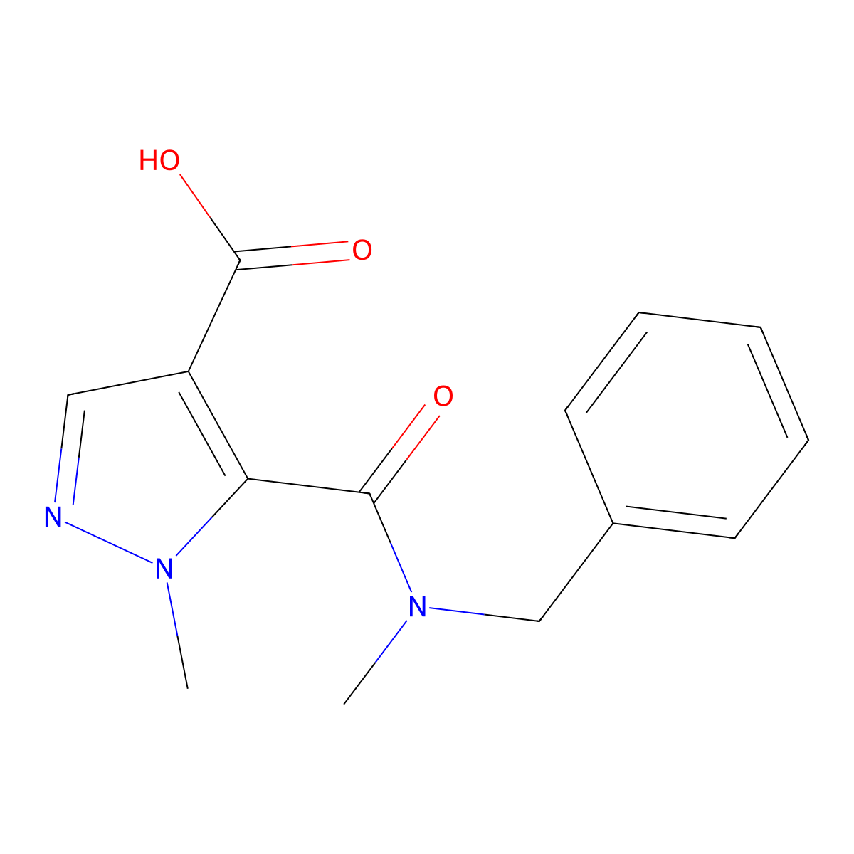 5-(Benzyl(methyl)carbamoyl)-1-methyl-1H-pyrazole-4-carboxylic acid molecular structure, CAS 1006457-00-6