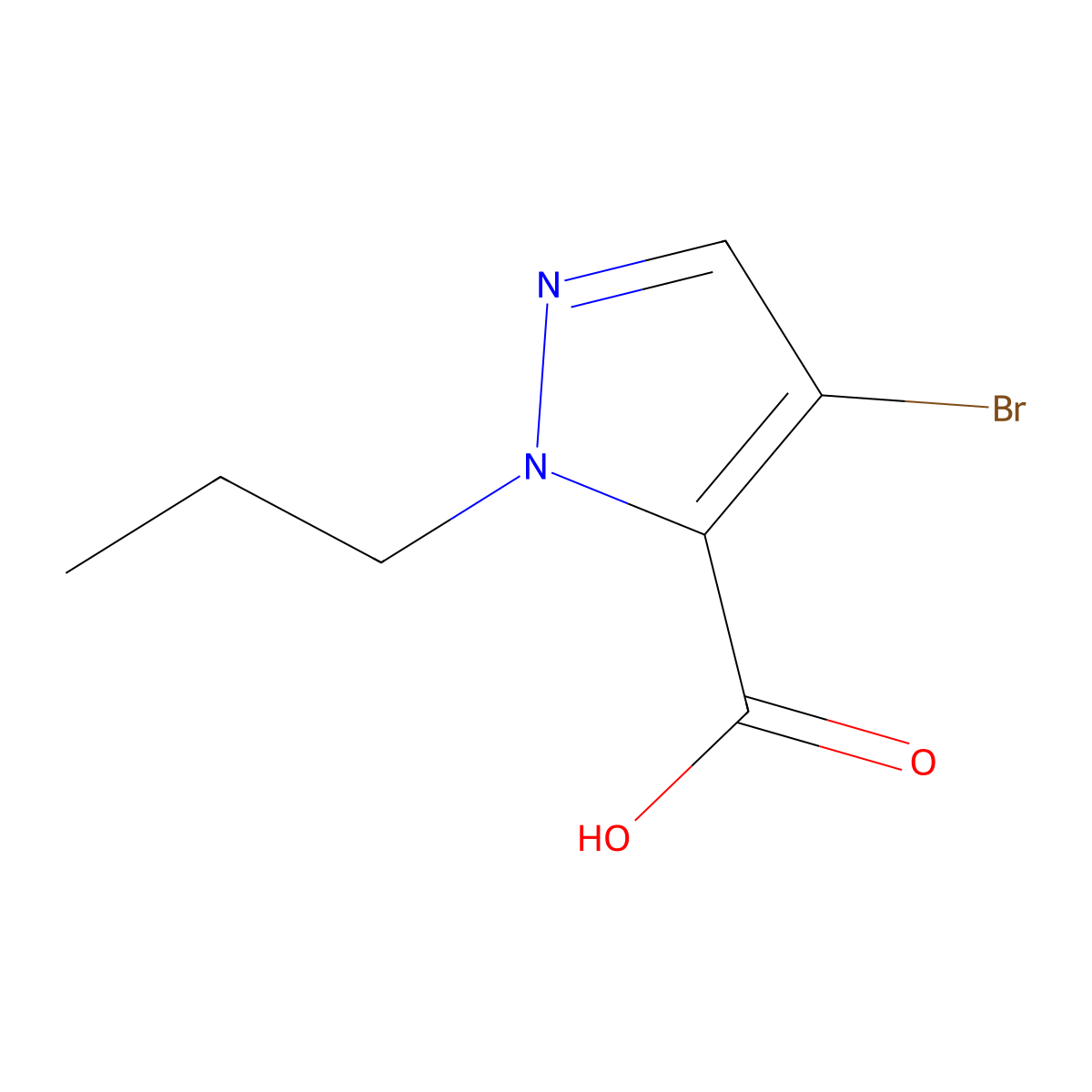 4-bromo-1-propyl-1H-pyrazole-5-carboxylic acid molecular structure, CAS 1006457-27-7