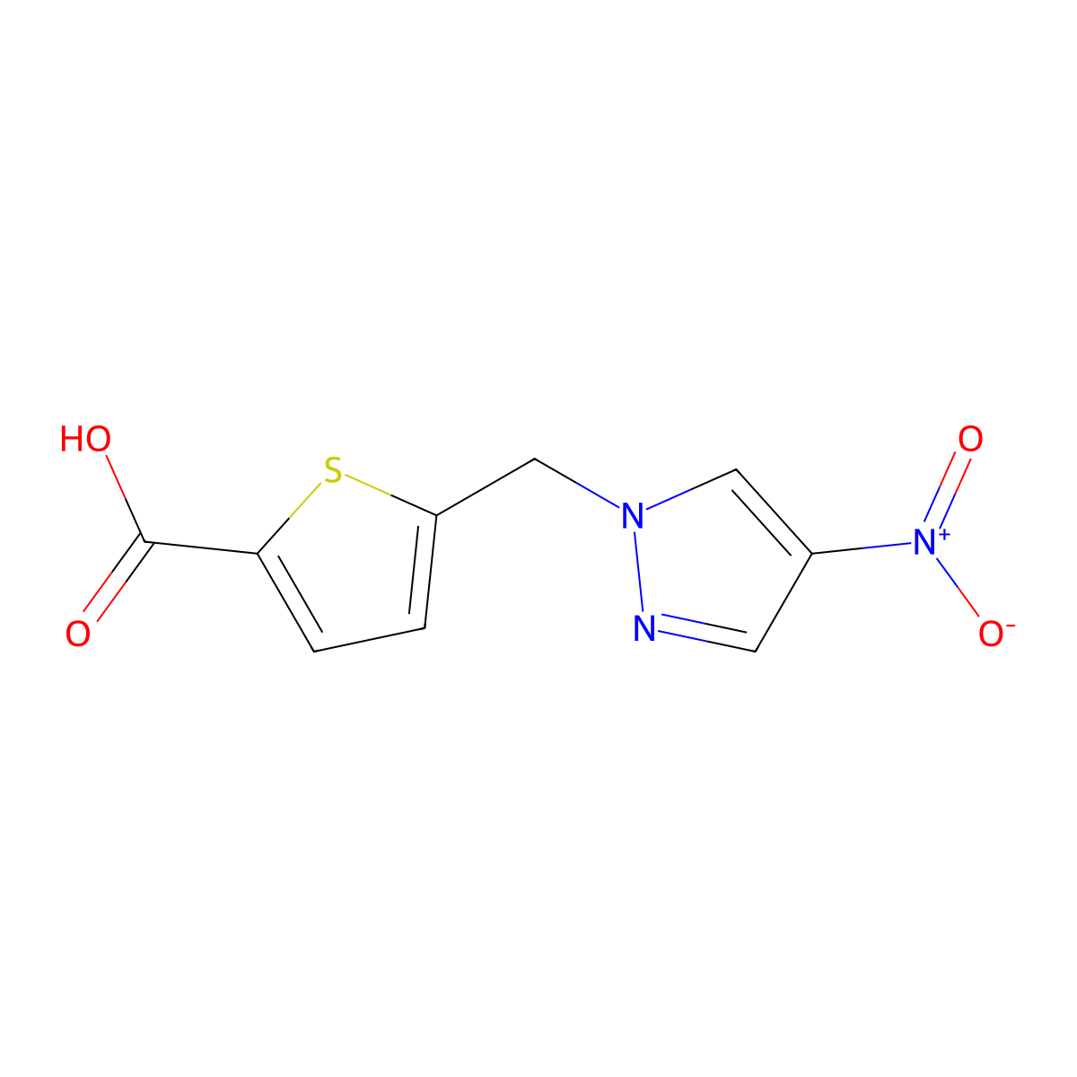 5-[(4-Nitro-1H-pyrazol-1-YL)methyl]thiophene-2-carboxylic acid molecular structure, CAS 1006457-69-7
