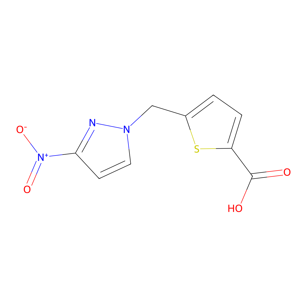 5-[(3-nitro-1H-pyrazol-1-yl)methyl]thiophene-2-carboxylic acid molecular structure, CAS 1006457-74-4