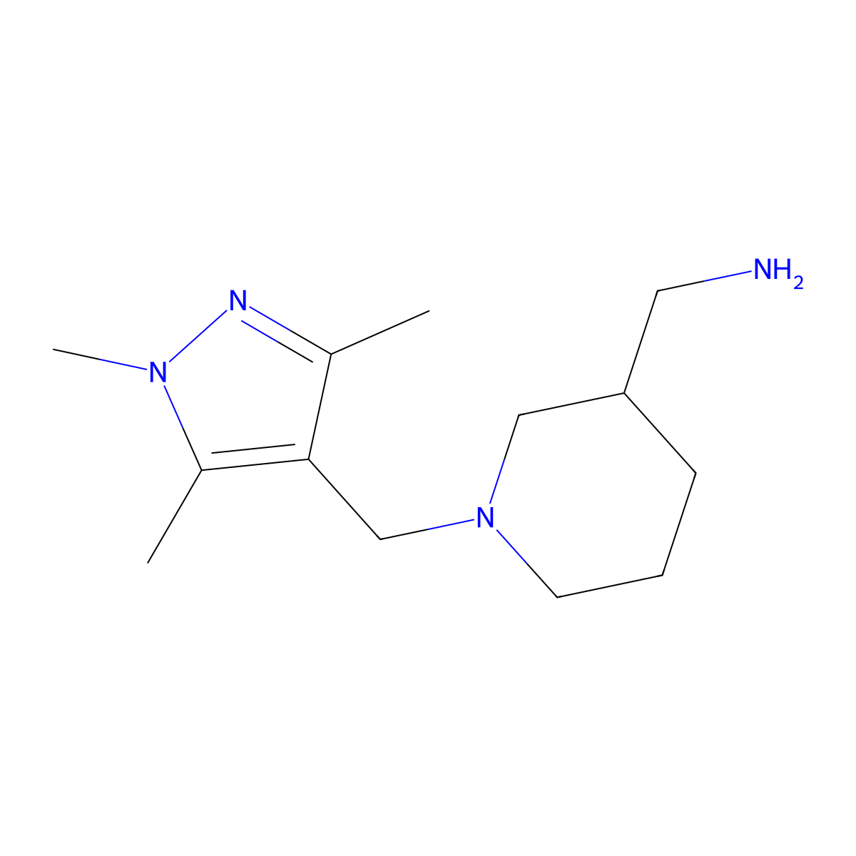 {1-[(1,3,5-Trimethyl-1H-pyrazol-4-YL)methyl]piperidin-3-YL}methylamine molecular structure, CAS 1006457-91-5
