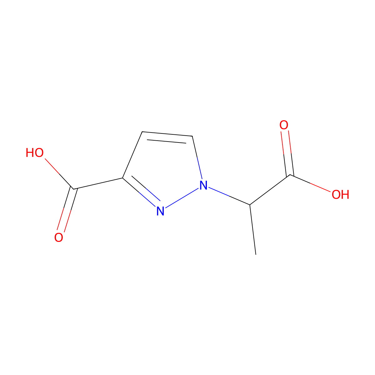 1-(1-carboxyethyl)-1H-pyrazole-3-carboxylic acid molecular structure, CAS 1006458-30-5
