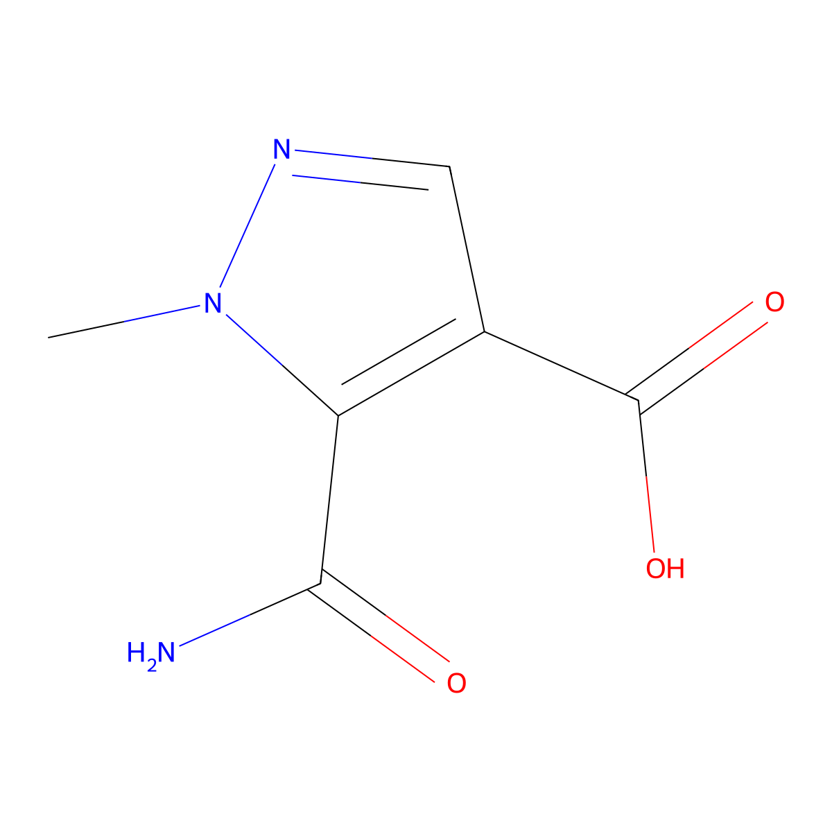 5-carbamoyl-1-methyl-1H-pyrazole-4-carboxylic acid molecular structure, CAS 1006458-34-9
