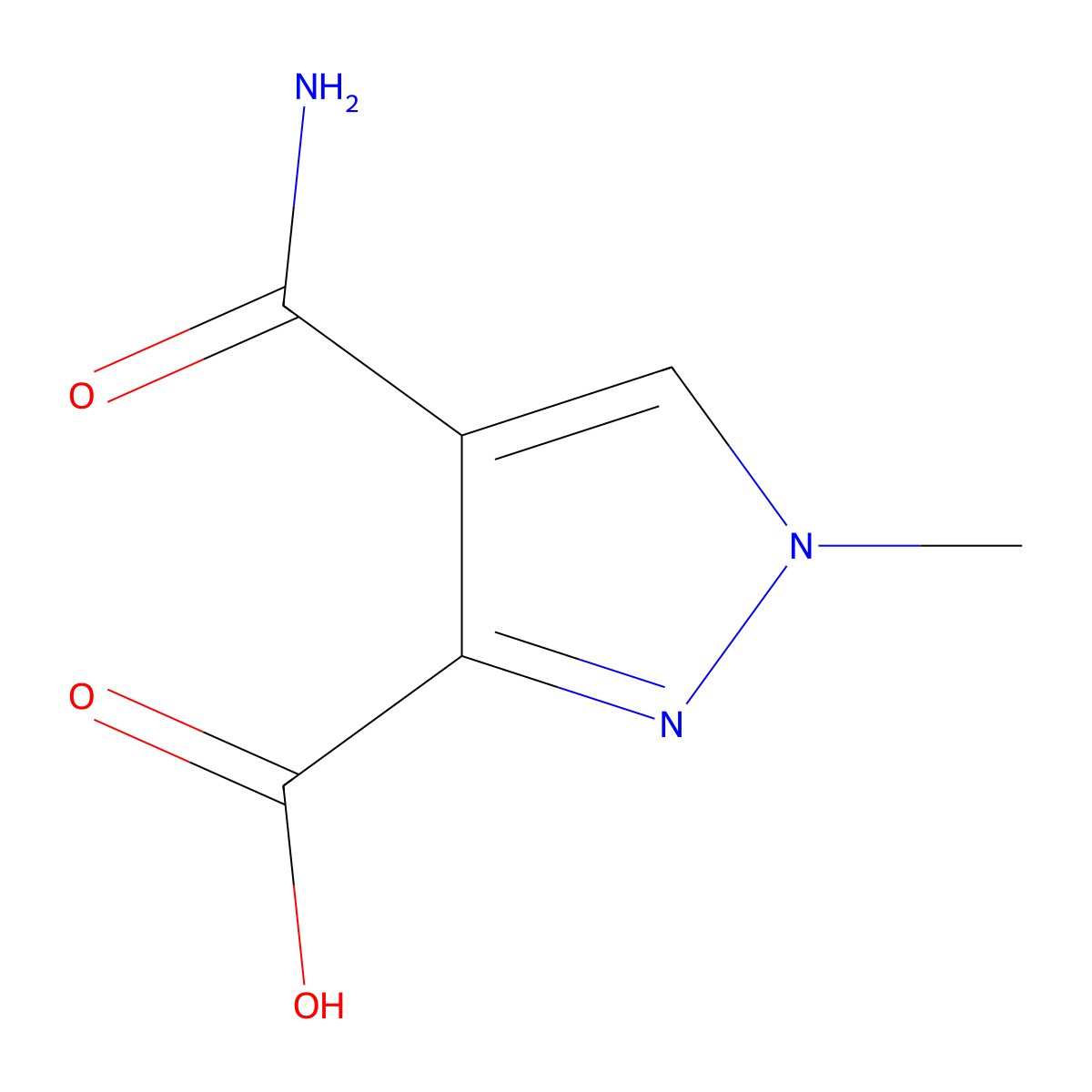 4-Carbamoyl-1-methyl-1H-pyrazole-3-carboxylic acid molecular structure, CAS 1006458-39-4