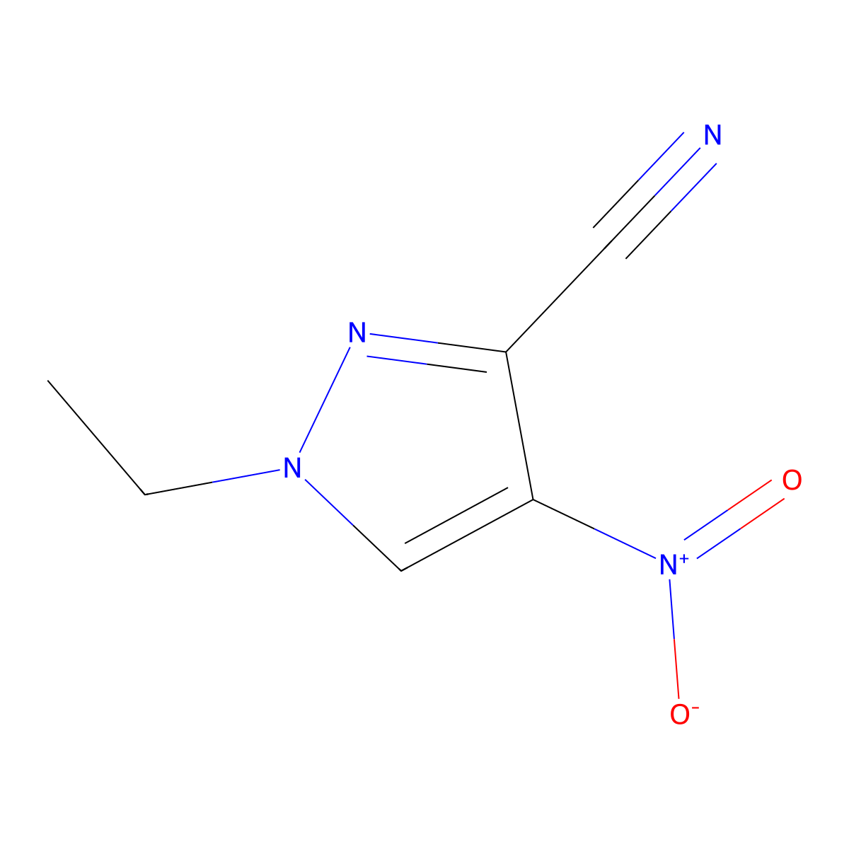 1-Ethyl-4-nitro-1H-pyrazole-3-carbonitrile molecular structure, CAS 1006458-51-0