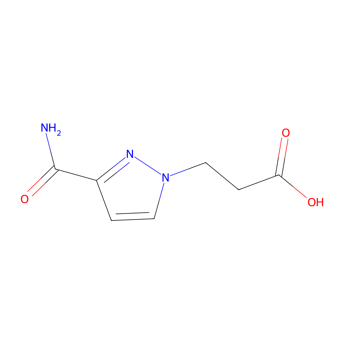 3-(3-carbamoyl-1H-pyrazol-1-yl)propanoic acid molecular structure, CAS 1006458-61-2