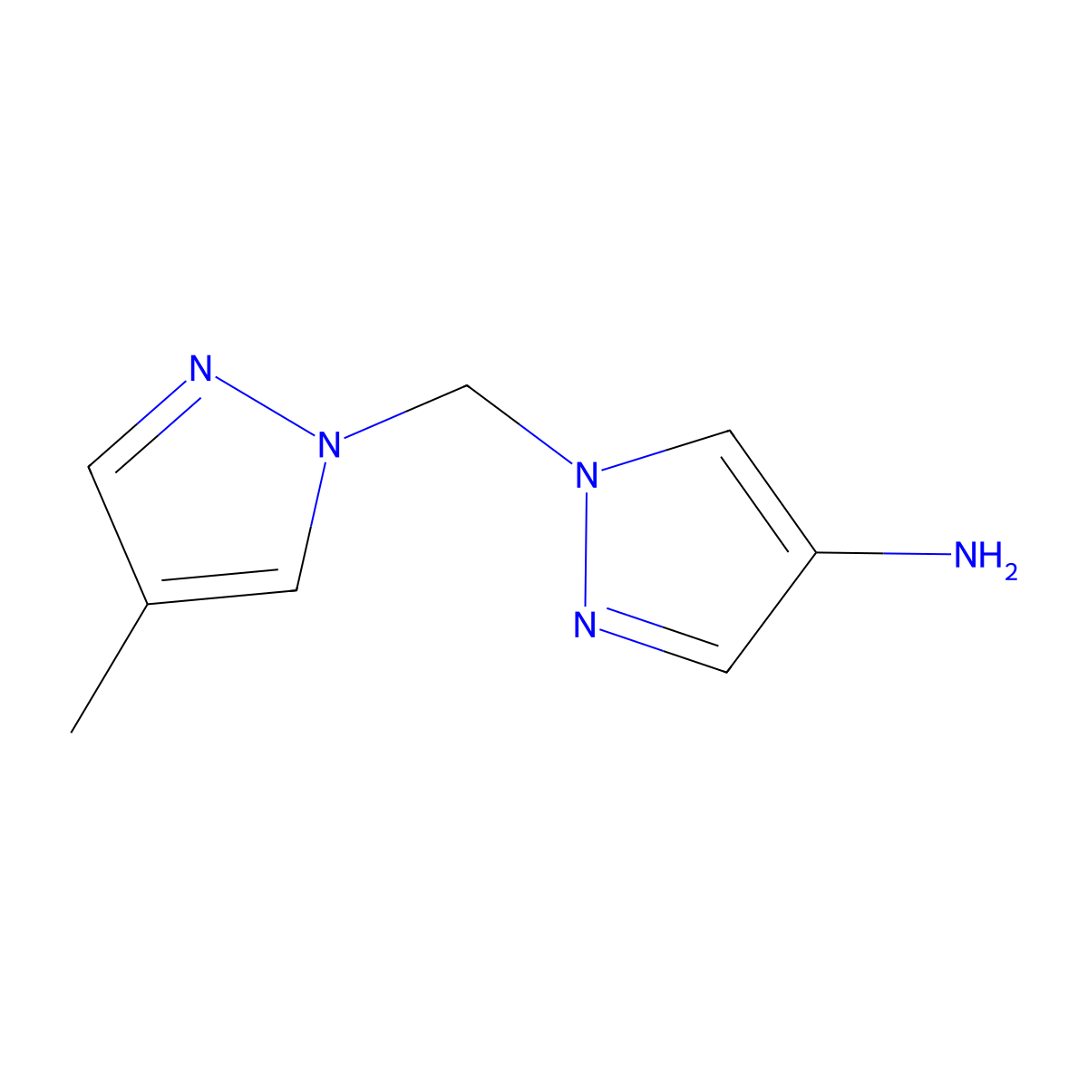 1-[(4-methyl-1H-pyrazol-1-yl)methyl]-1H-pyrazol-4-amine molecular structure, CAS 1006458-84-9