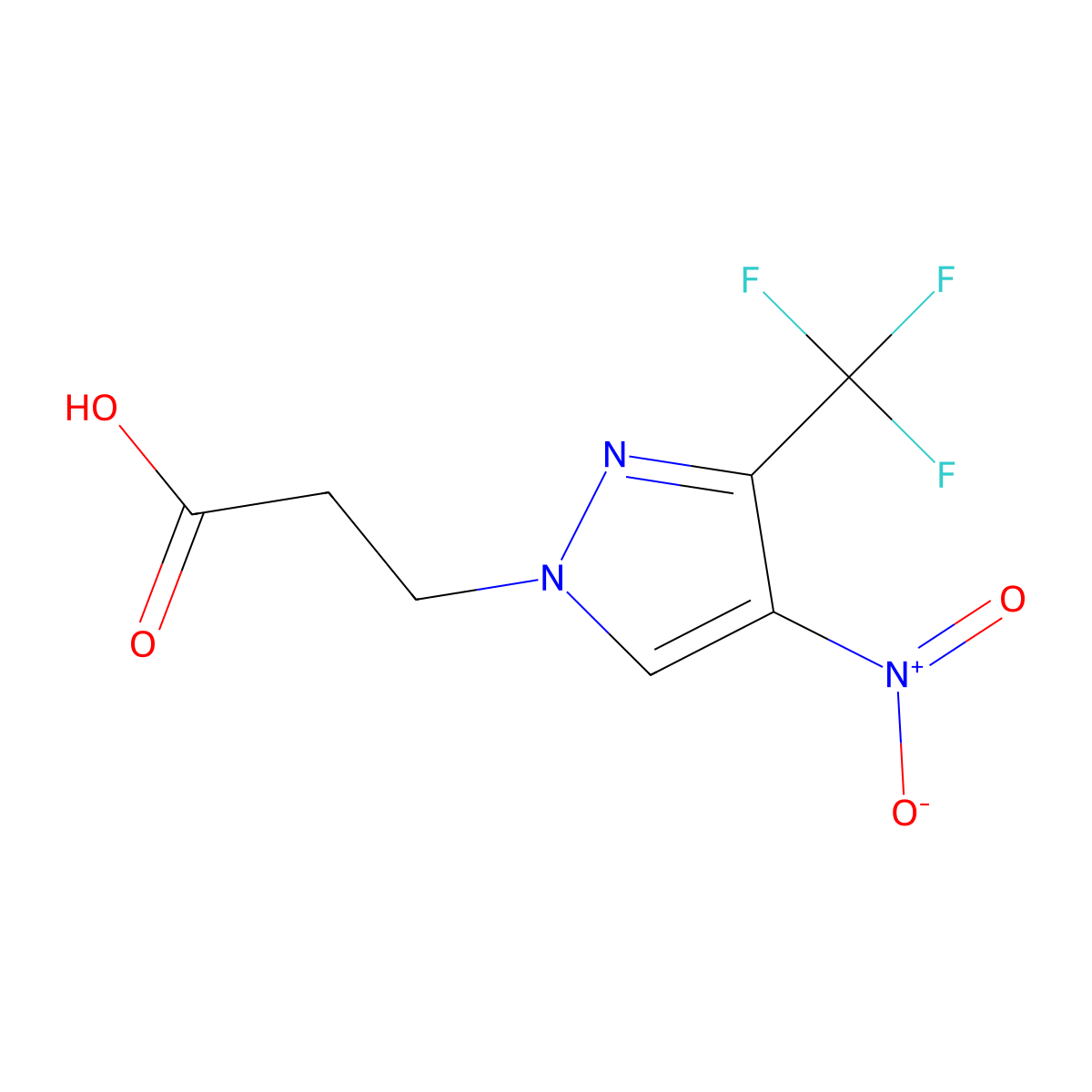 3-[4-nitro-3-(trifluoromethyl)-1H-pyrazol-1-yl]propanoic acid molecular structure, CAS 1006459-41-1