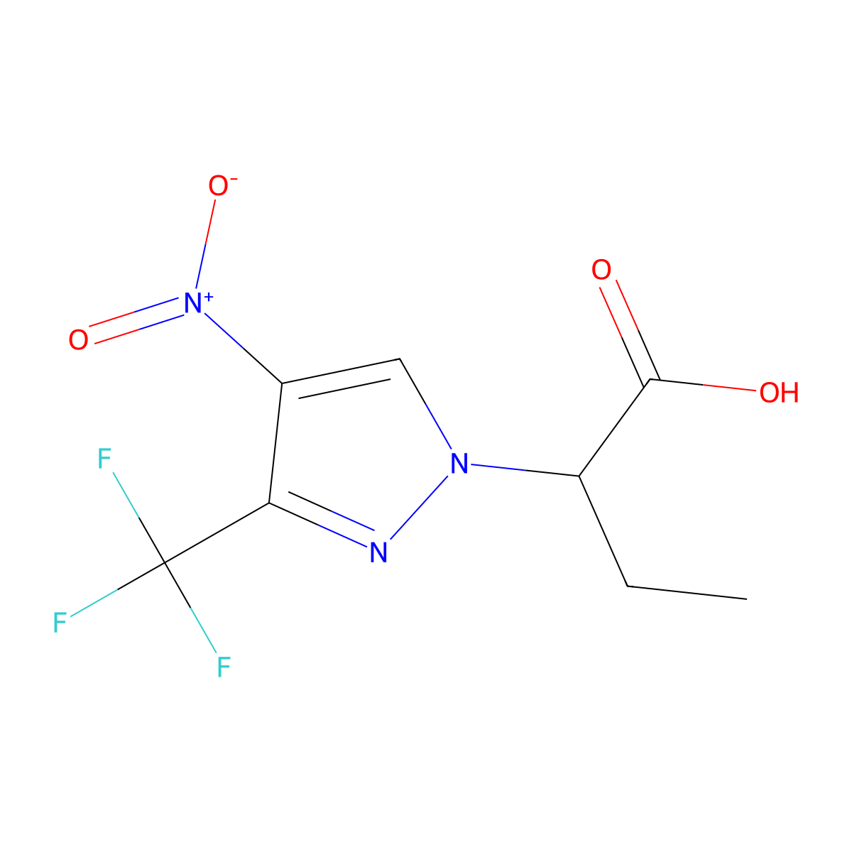 2-[4-nitro-3-(trifluoromethyl)-1H-pyrazol-1-yl]butanoic acid molecular structure, CAS 1006459-45-5