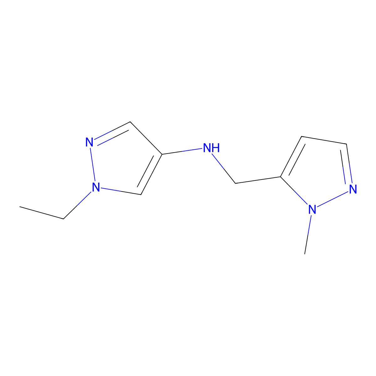 1-Ethyl-N-[(1-methyl-1H-pyrazol-5-YL)methyl]-1H-pyrazol-4-amine molecular structure, CAS 1006459-49-9