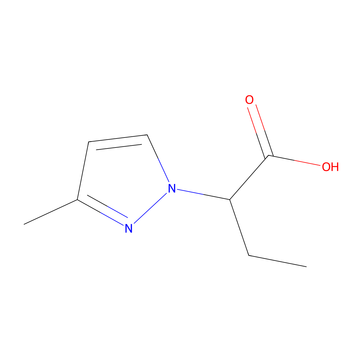 2-(3-methyl-1H-pyrazol-1-yl)butanoic acid molecular structure, CAS 1006459-57-9