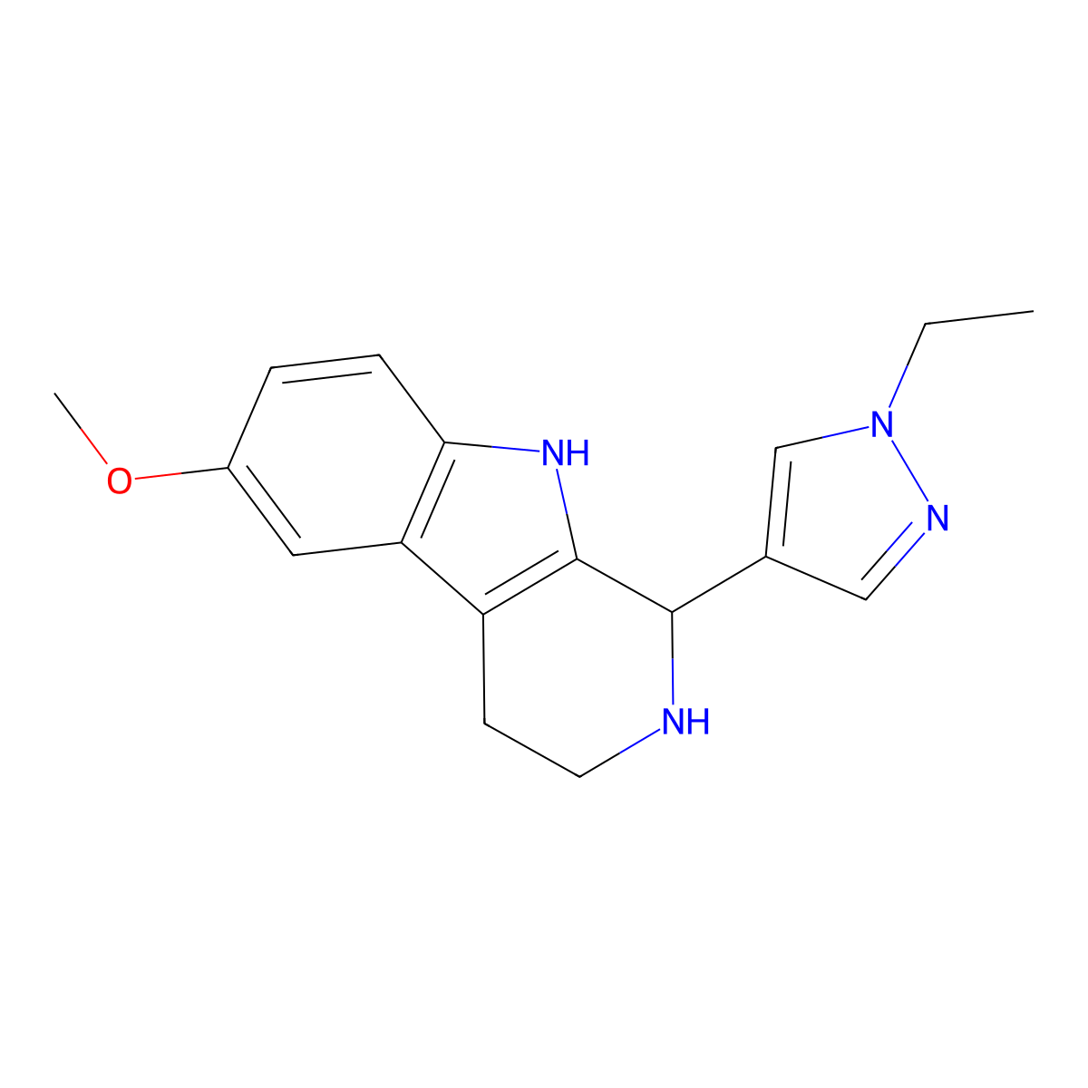 1-(1-ethyl-1H-pyrazol-4-yl)-6-methoxy-2,3,4,9-tetrahydro-1H-beta-carboline molecular structure, CAS 1006460-73-6