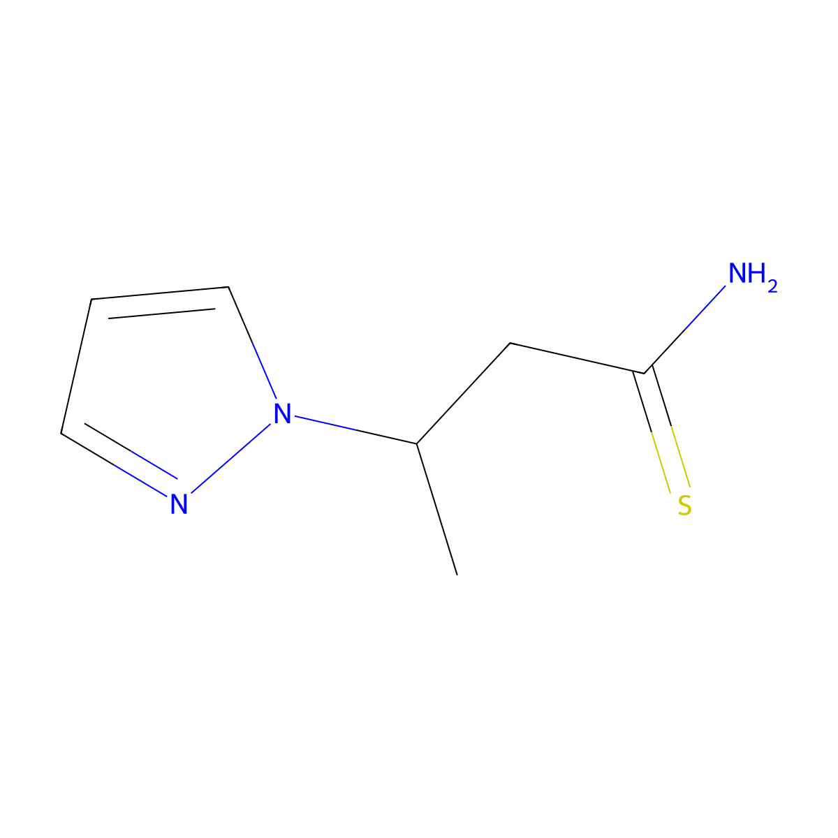 3-(1H-pyrazol-1-yl)butanethioamide molecular structure, CAS 1006460-87-2