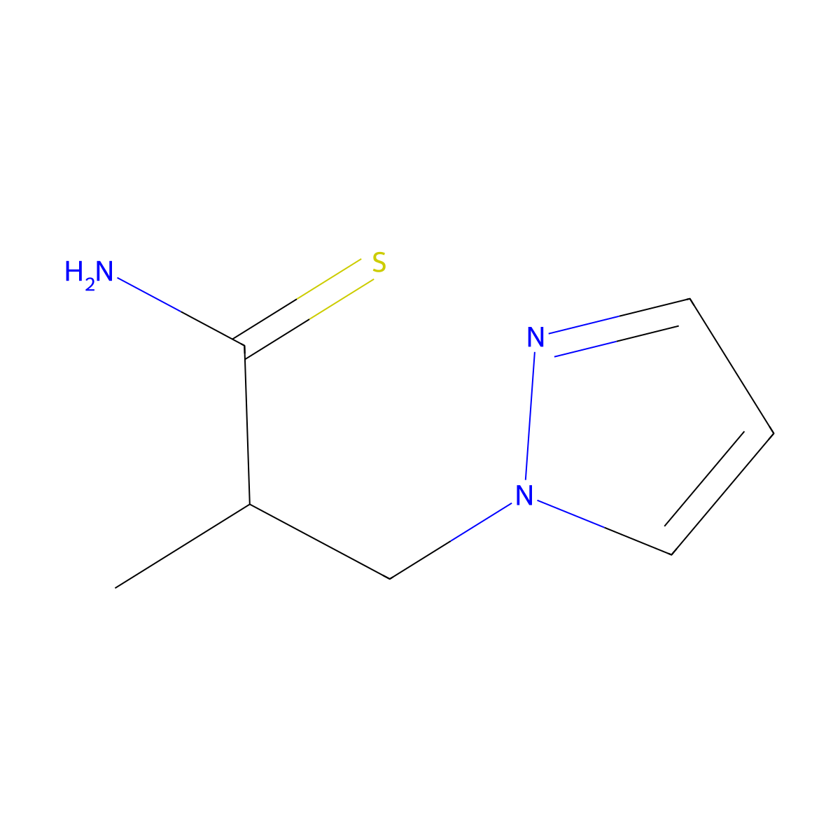 2-methyl-3-(1H-pyrazol-1-yl)propanethioamide molecular structure, CAS 1006460-91-8